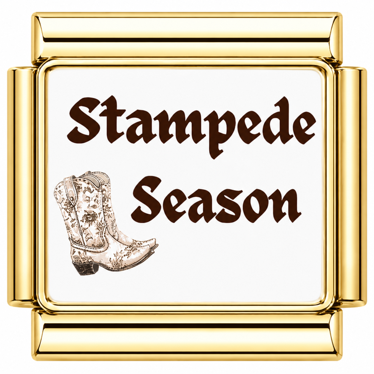 Stampede Season Brown Italian Charm — Gold