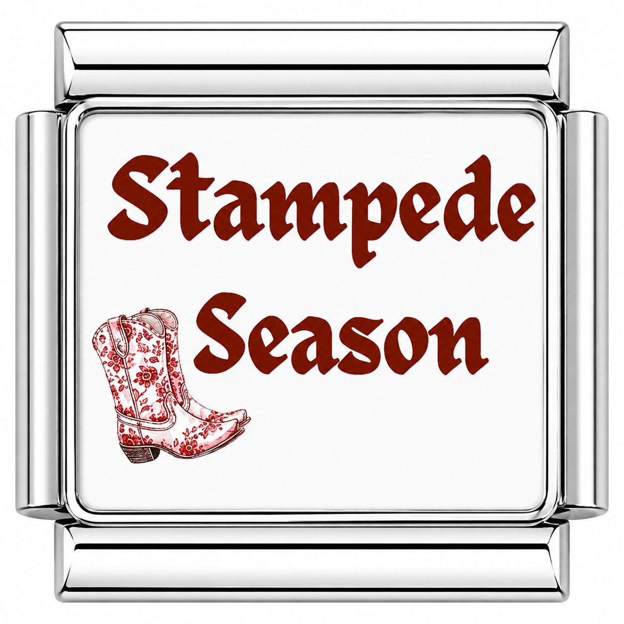 Stampede Season Red Italian Charm — Silver