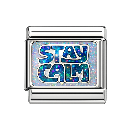 Stay Calm Italian Charm — Silver