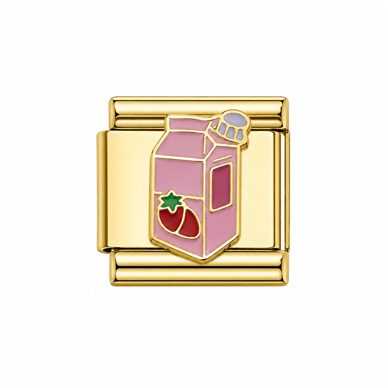 Strawberry Milk Italian Charm — Gold