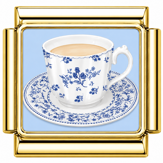 Teacup with Blue detailing Italian Charm — Gold