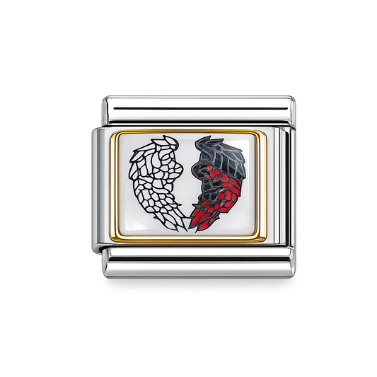 White and Black wing charm Italian Charm — Silver