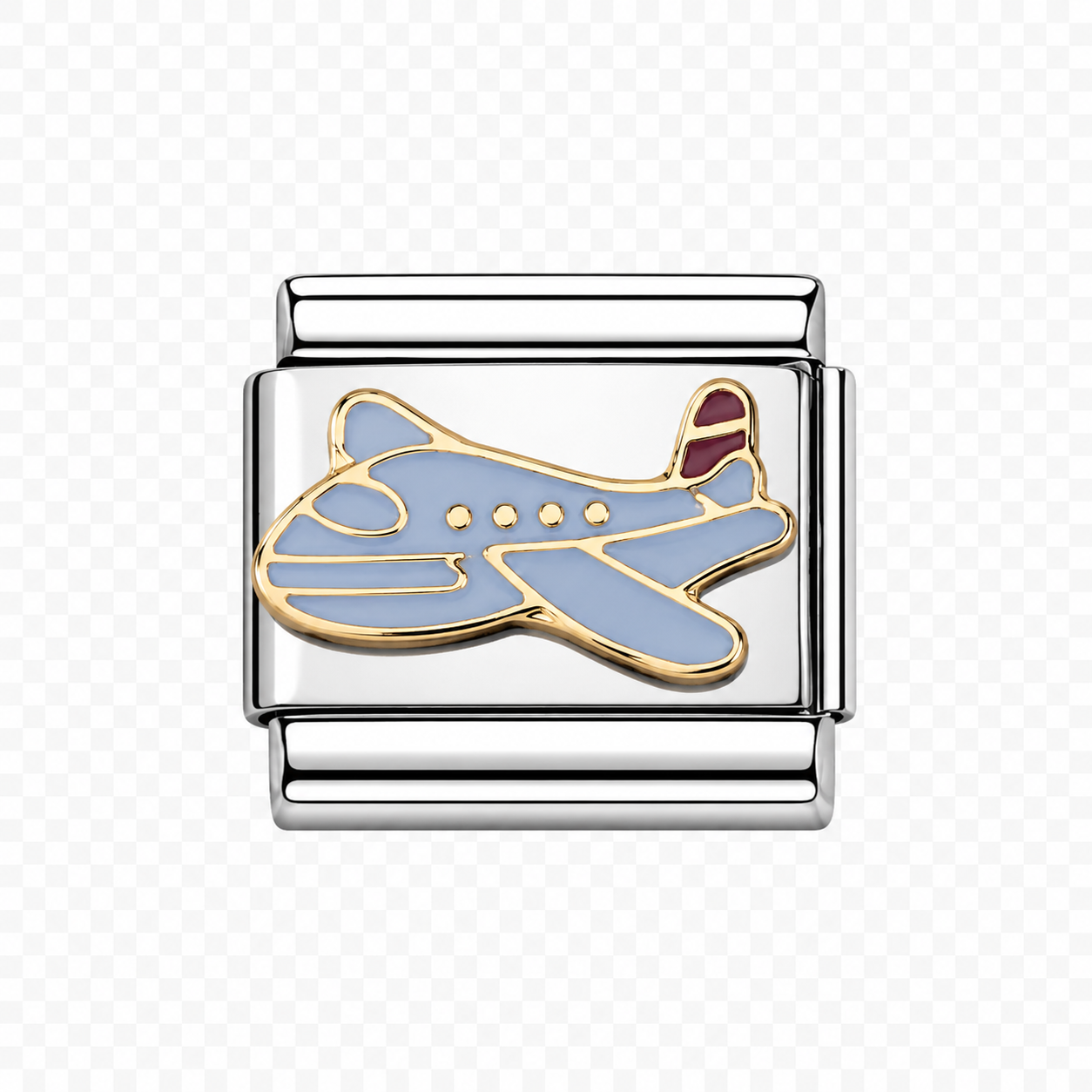 White plane Italian Charm — Silver