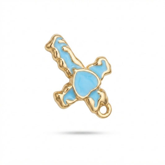 Blue Enamel Cross Charm
