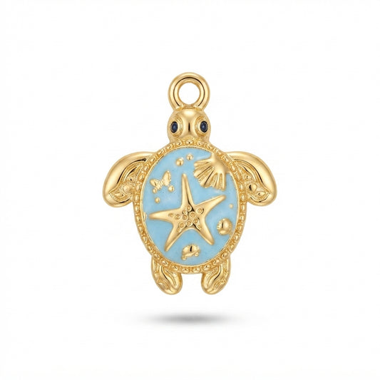 Blue Enamel Turtle Charm