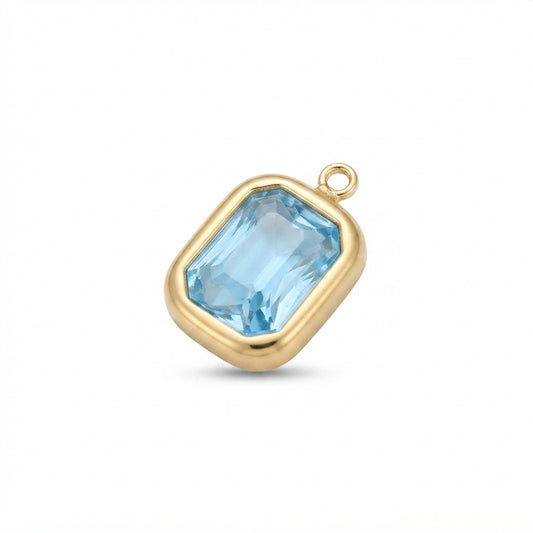 Blue Gemstone Rectangle Charm