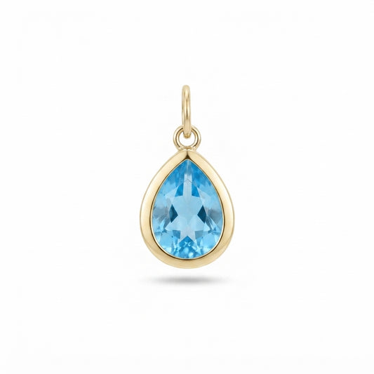 Blue Gemstone Teardrop Charm
