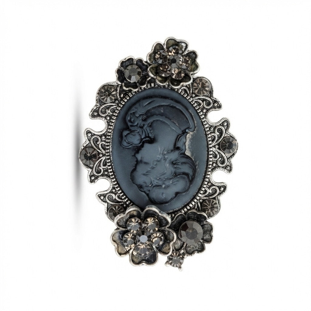 Dark Cameo Filigree Brooch