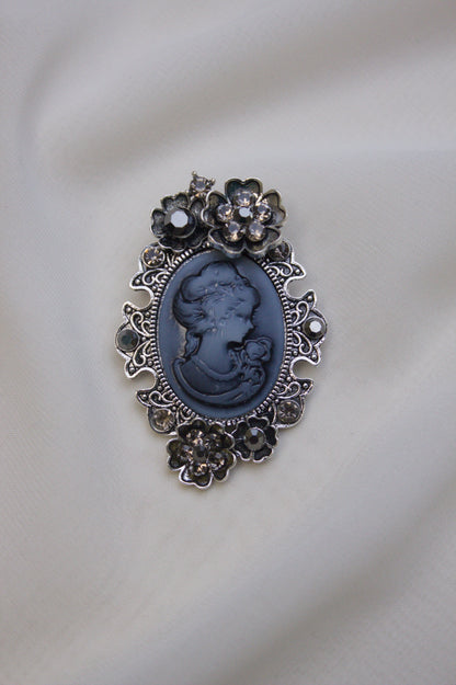 Dark Cameo Filigree Brooch