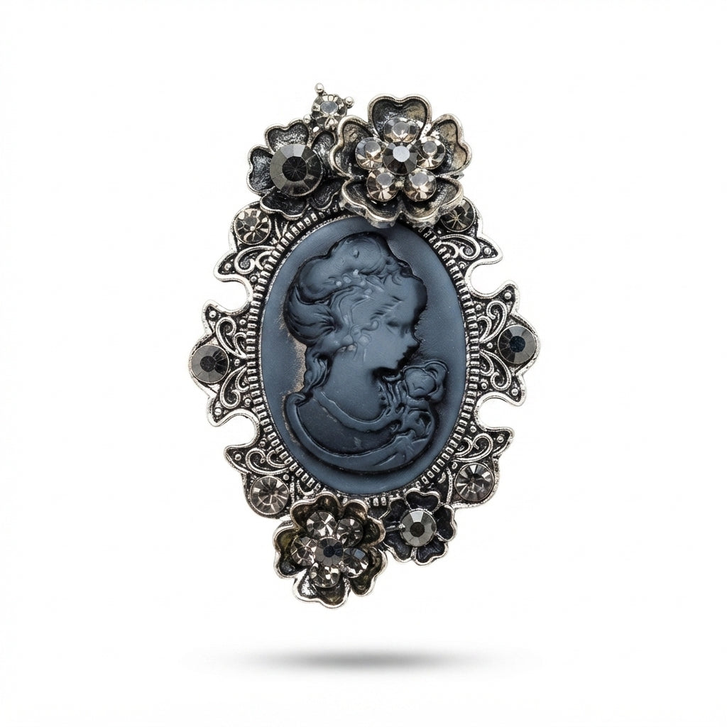 Dark Cameo Filigree Brooch
