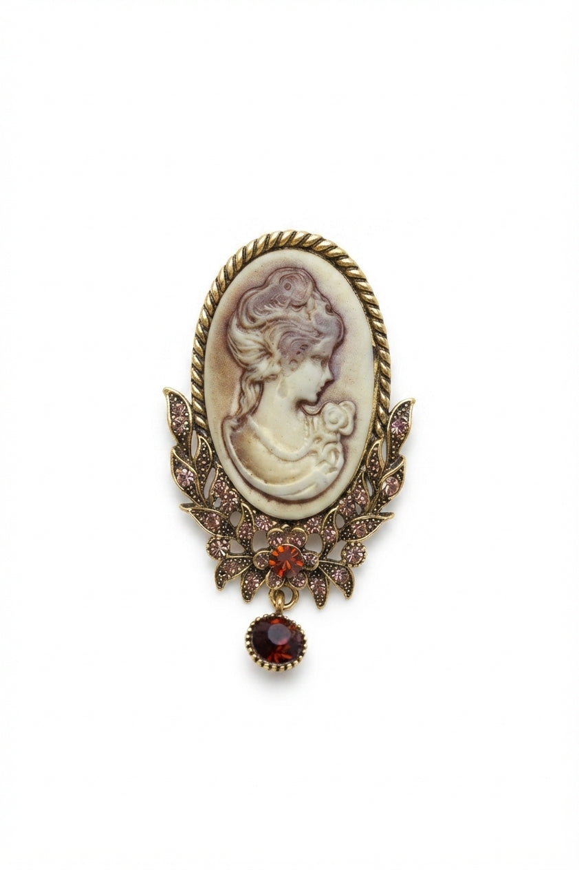 Vintage Cameo Lady Brooch