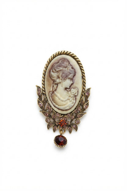 Vintage Cameo Lady Brooch