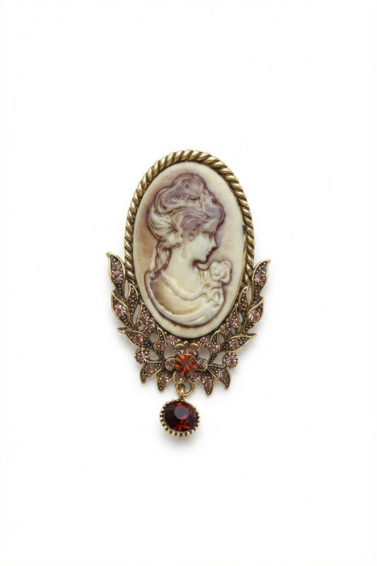 Vintage Cameo Lady Brooch