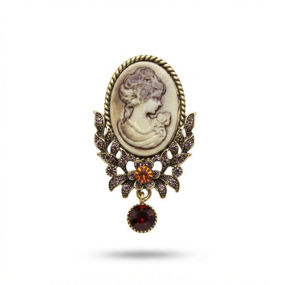 Vintage Cameo Lady Brooch