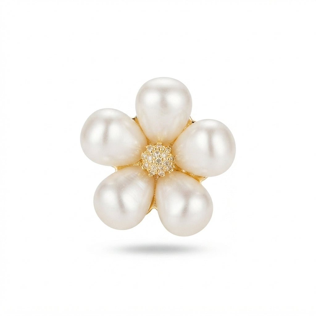 Pearl Petal Flower Brooch