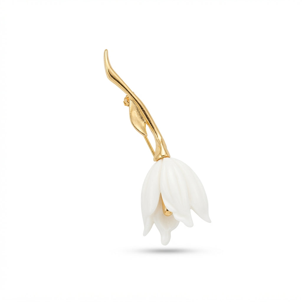 White Tulip Brooch
