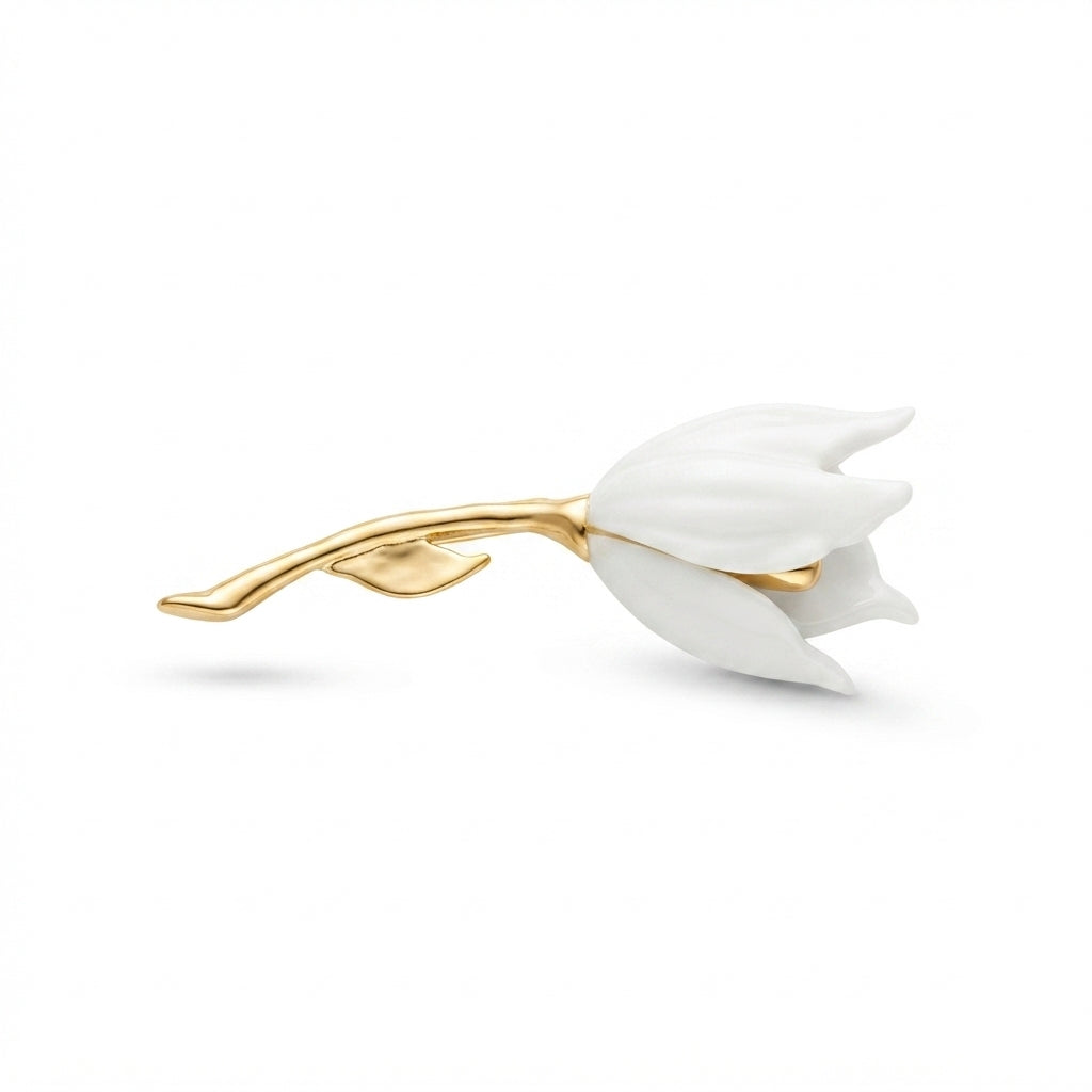 White Tulip Brooch