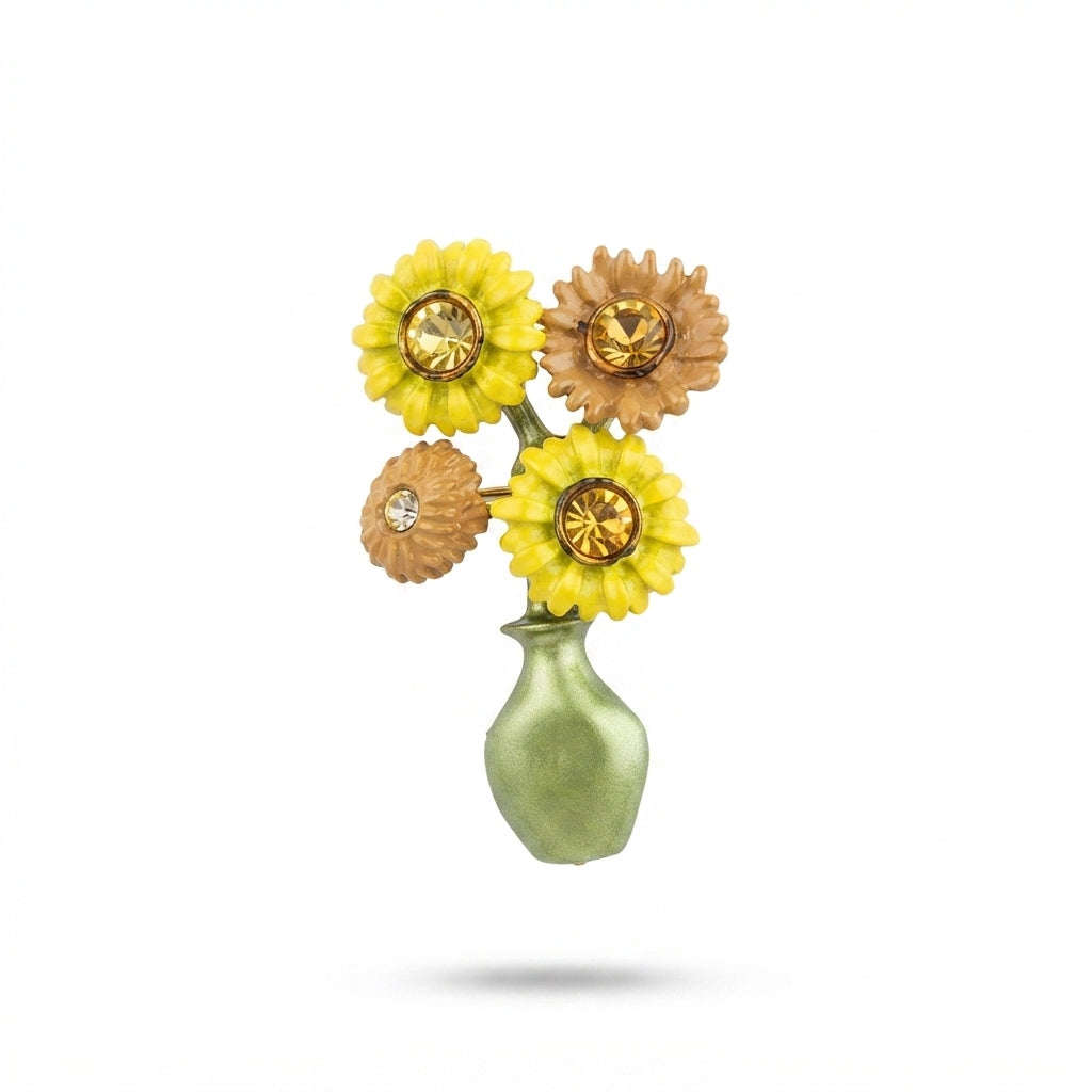 Yellow Daisy Bouquet Brooch