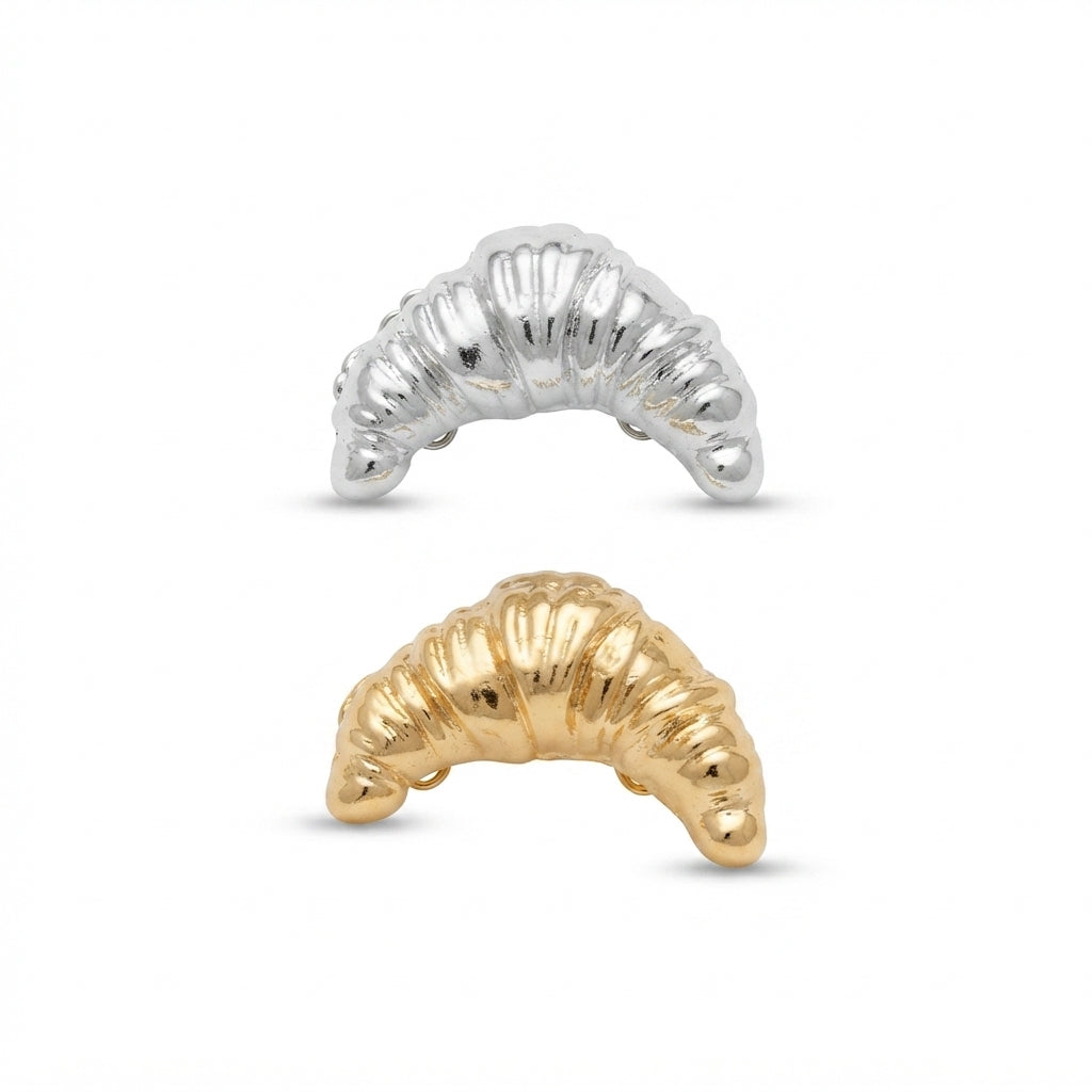 Silver and Gold Croissant Pair Brooch