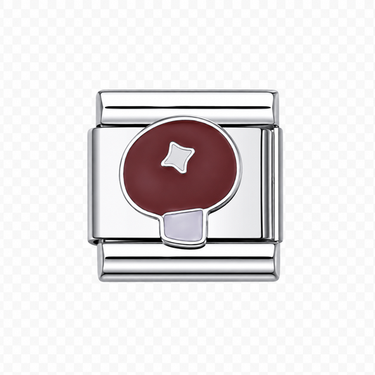 Brown mushroom Italian Charm — Silver