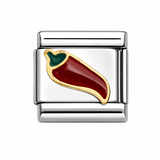 Chilli Pepper single Italian Charm — Silver