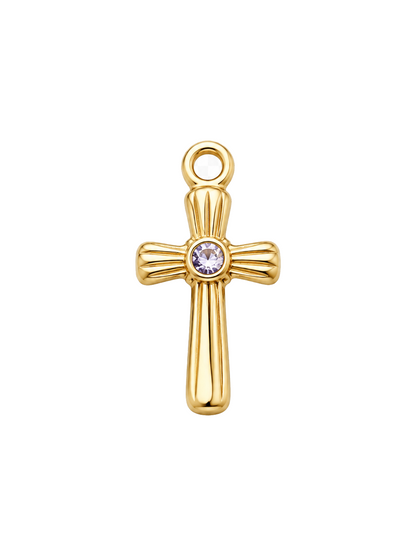 Classic Cross with Centre Gemstone Charm