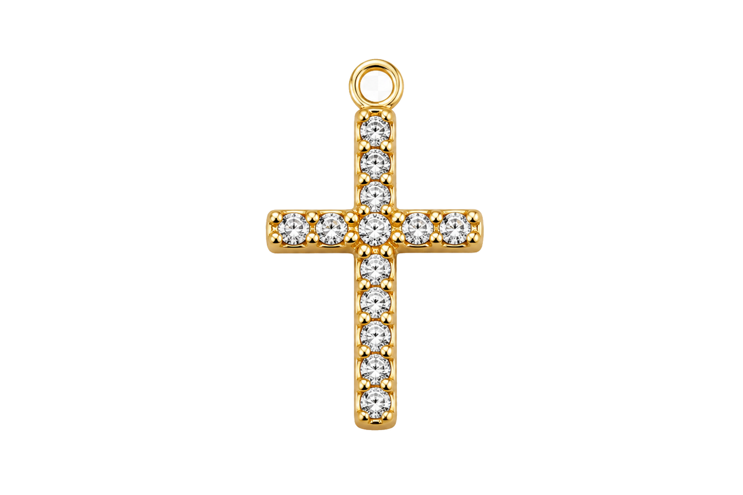 Classic Cross with Sparkling Gemstone Charm