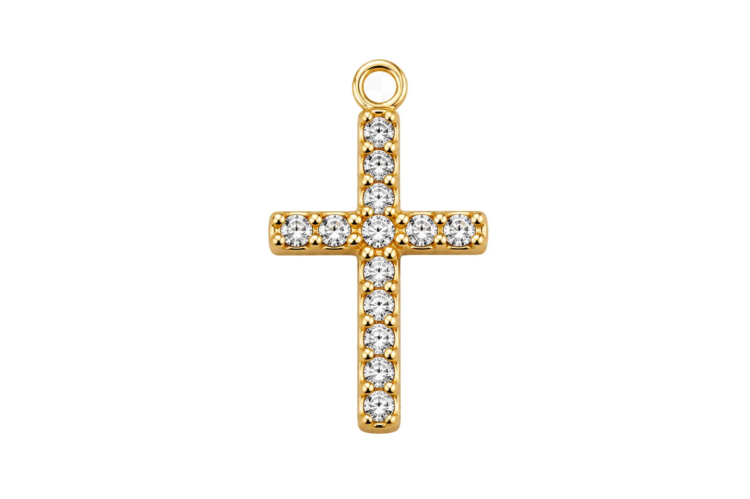 Classic Cross with Sparkling Gemstone Charm