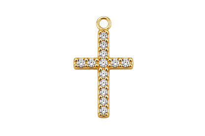Classic Cross with Sparkling Gemstone Charm