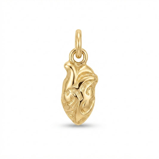 Classic Gold Anatomical Heart Charm