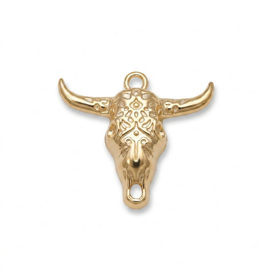 Classic Gold Bull Skull Charm
