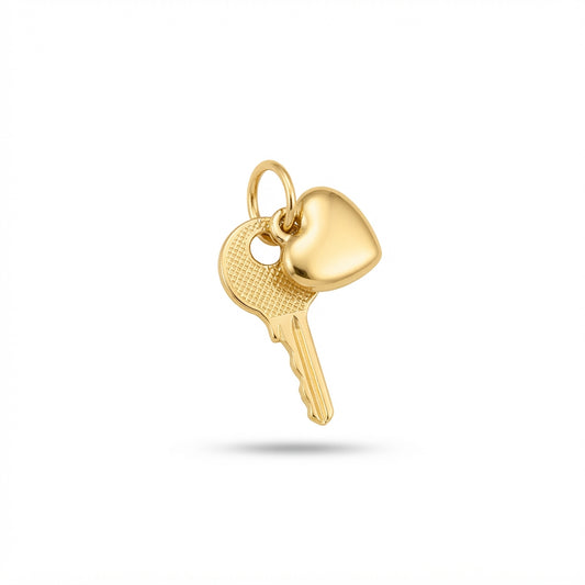 Classic Gold Heart Key Charm