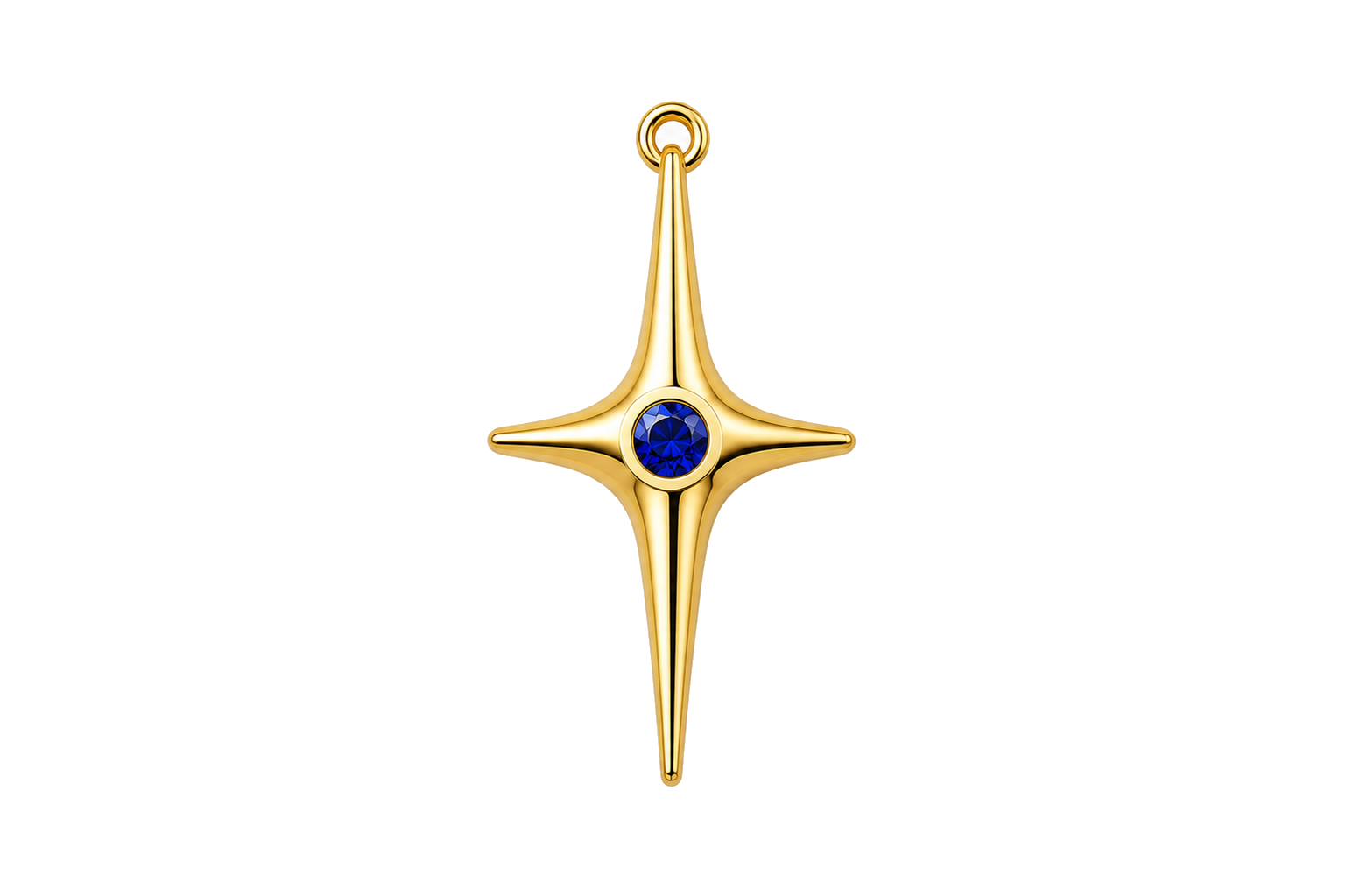 Classic Gold North Star with Navy Gem Charm