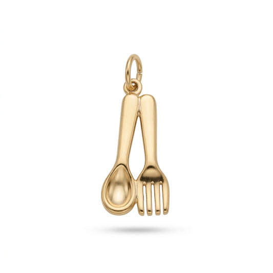 Classic Gold Spoon Fork Charm