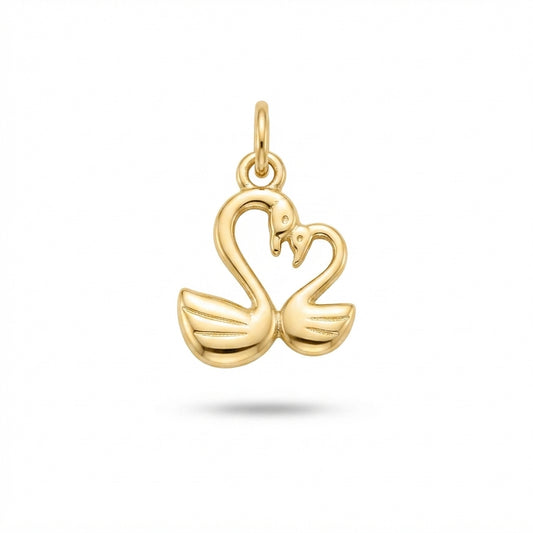 Classic Gold Swan Couple Charm