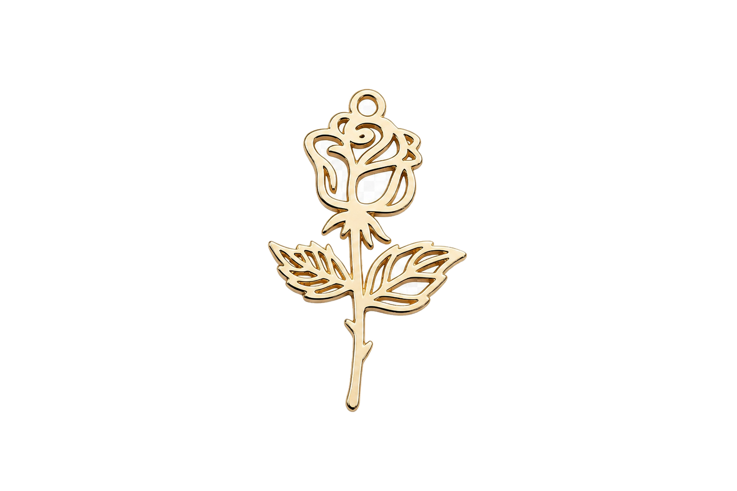 Classic Rose with Stem Gold Charm