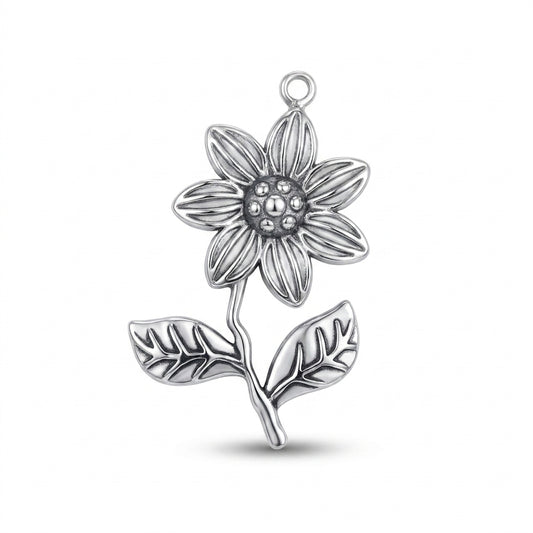 Classic Silver Flower Stem Charm