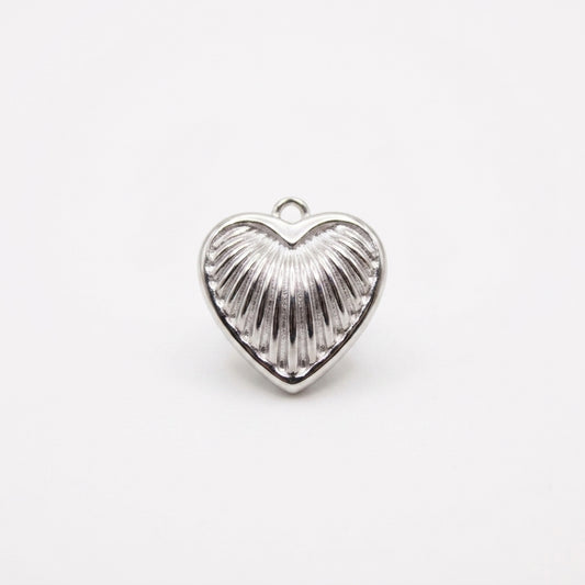 Classic Silver Fluted Heart Charm
