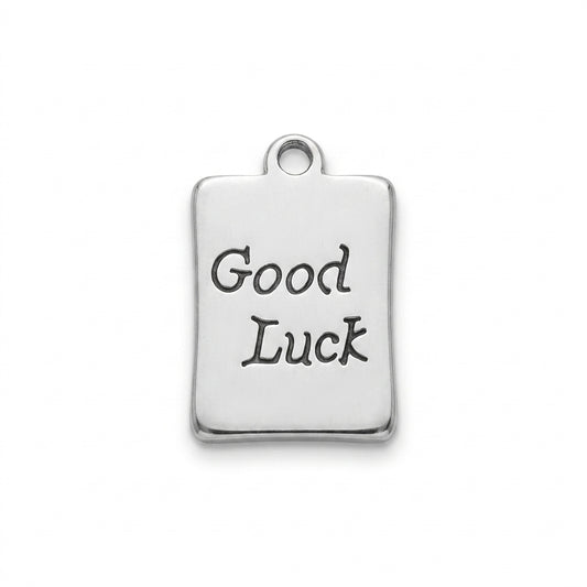 Classic Silver Good Luck Tag Charm