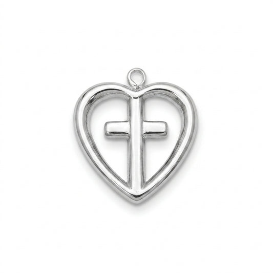 Classic Silver Heart Cross Charm