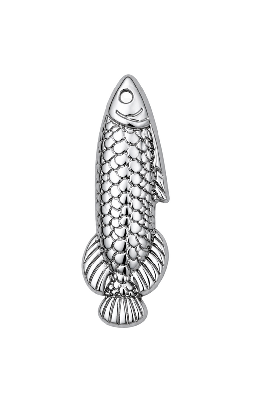 Classic Silver Long 3D Fish Charm