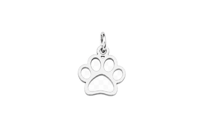 Classic Silver Paw Print Outline Charm