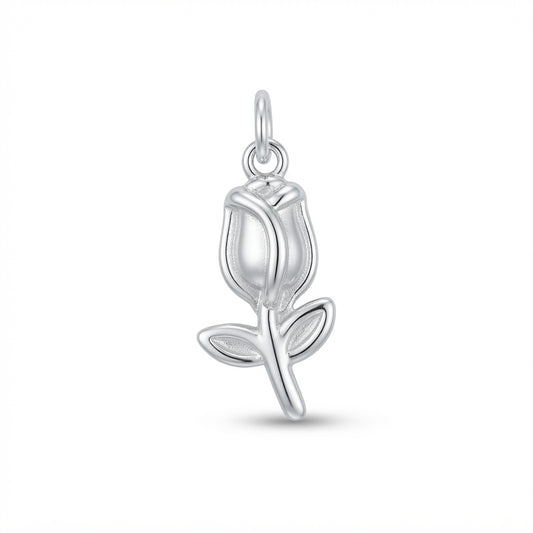 Classic Silver Rose Bud Charm