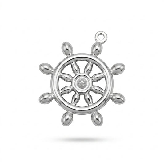 Classic Silver Ship Wheel Charm