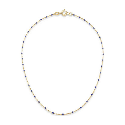 Cobalt Enamel Gold Necklace