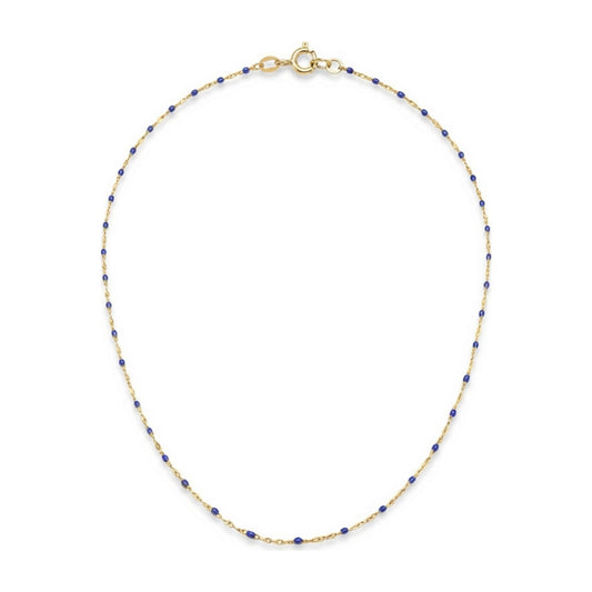 Cobalt Enamel Gold Necklace