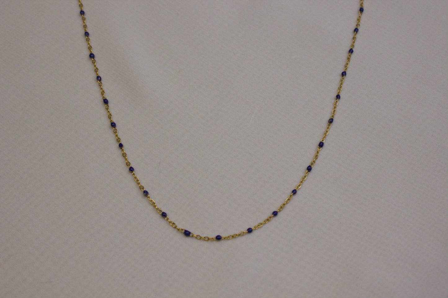 Cobalt Enamel Gold Necklace