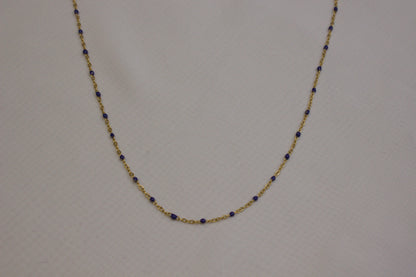Cobalt Enamel Gold Necklace