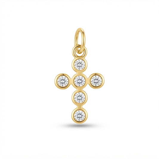 Crystal Gold Bezel Cross Charm