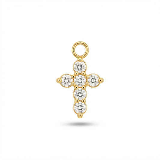 Crystal Gold Cross Charm